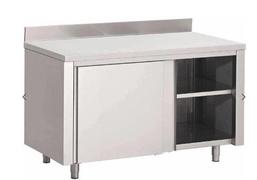  ProChef Meuble bas en Inox portes coulissantes avec dosseret /120(L)x60(P)x85(H)cm 