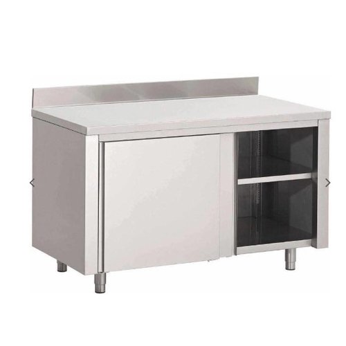  ProChef Meuble en inox portes coulissantes |Bord Relevé |140x70x85cm 