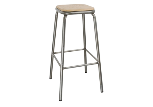  ProChef Tabouret haut en acier galvanisé avec assise en bois/ 78(H) x40(L) x40(P)cm/ Lot de 4 