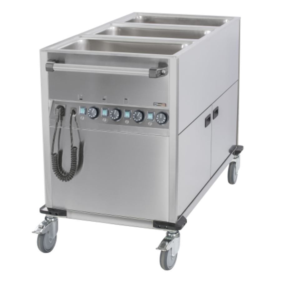 Chariot bain-marie à eau en acier inoxydable/ L 70 x P 1 25 x H 90 cm