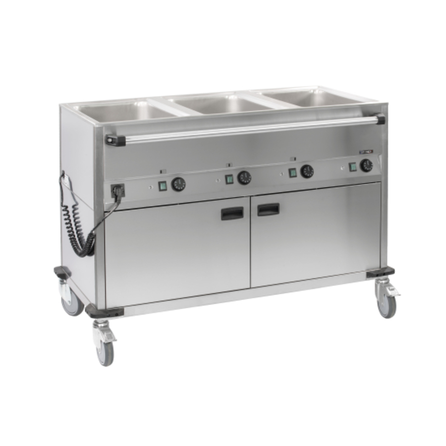 Chariot bain-marie à eau en acier inoxydable/ 125 x P 70 x H 90 cm