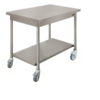 Sofinor Table démontable rayonnee | centrale | étagère basse | pieds ronds | sur roulettes inox