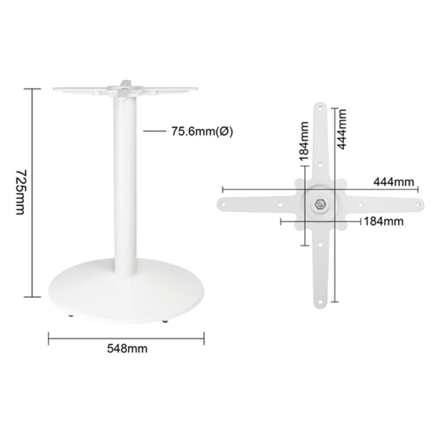 Pied de table en fonte blanc - 728(H) x 548(Ø)mm