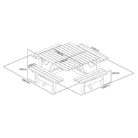 Table de pique-nique en bois carrée - 1980(L)mm