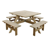Table de pique-nique en bois carrée - 1980(L)mm