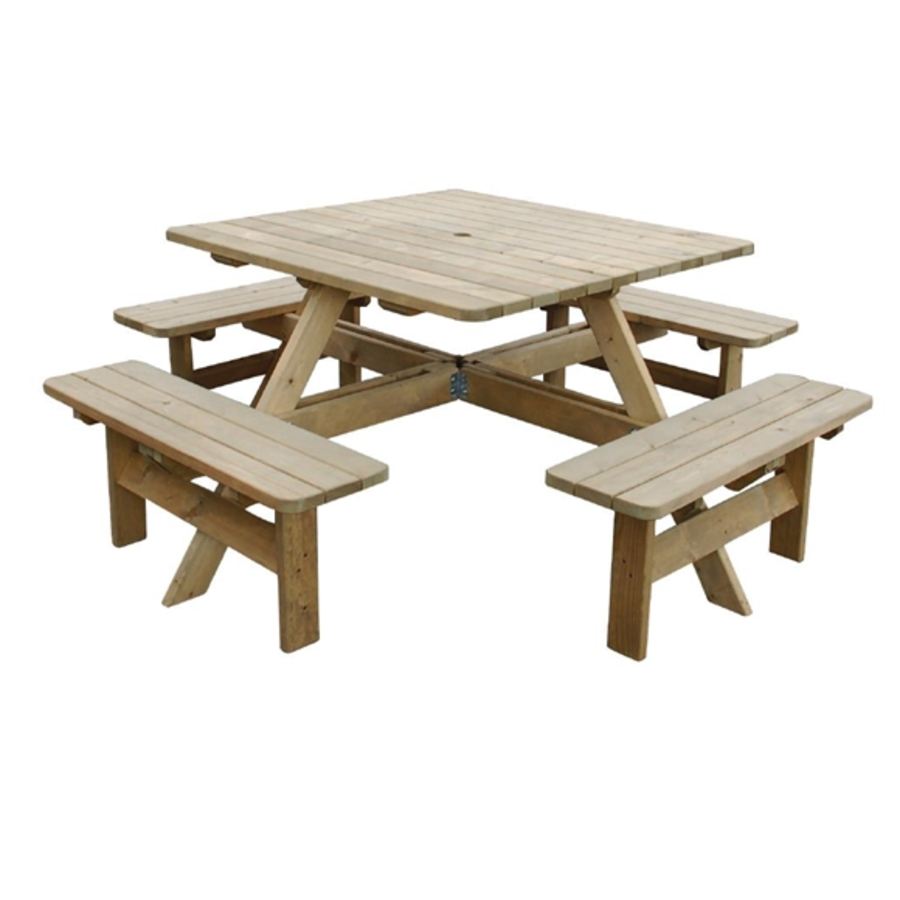 Table de pique-nique en bois carrée - 1980(L)mm