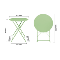 Table de terrasse carrée pliante en acier vert clair -710(H) x 595(Ø)mm