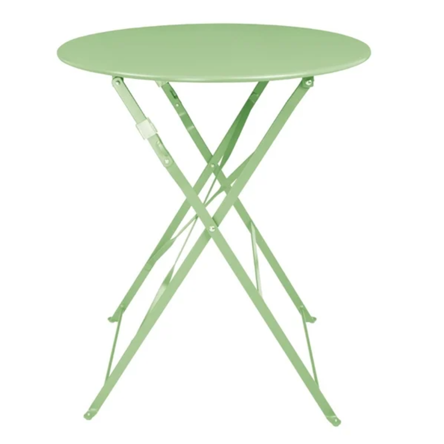 Table de terrasse carrée pliante en acier vert clair -710(H) x 595(Ø)mm