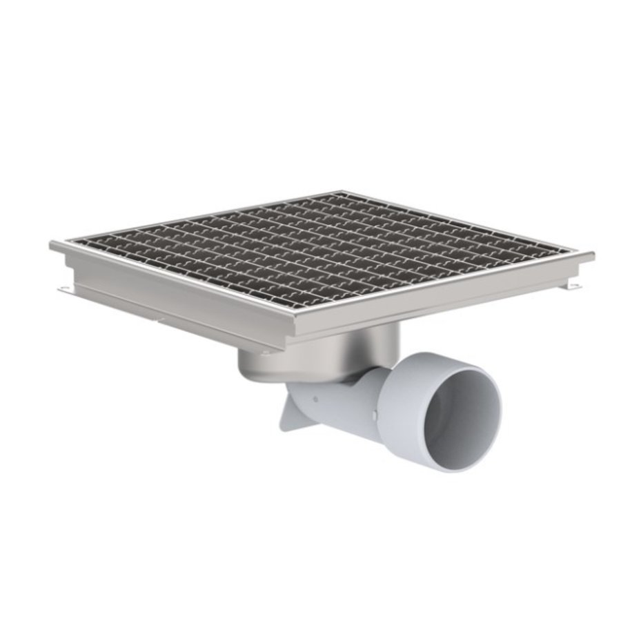 Caniveau de sol inox 397x397mm - sortie horizontale/verticale