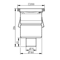 Caniveau de sol en inox 200 x 200 mm sortie verticale