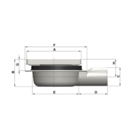 Caniveau de sol en plastique et inox 150 x 150 mm - sortie verticale