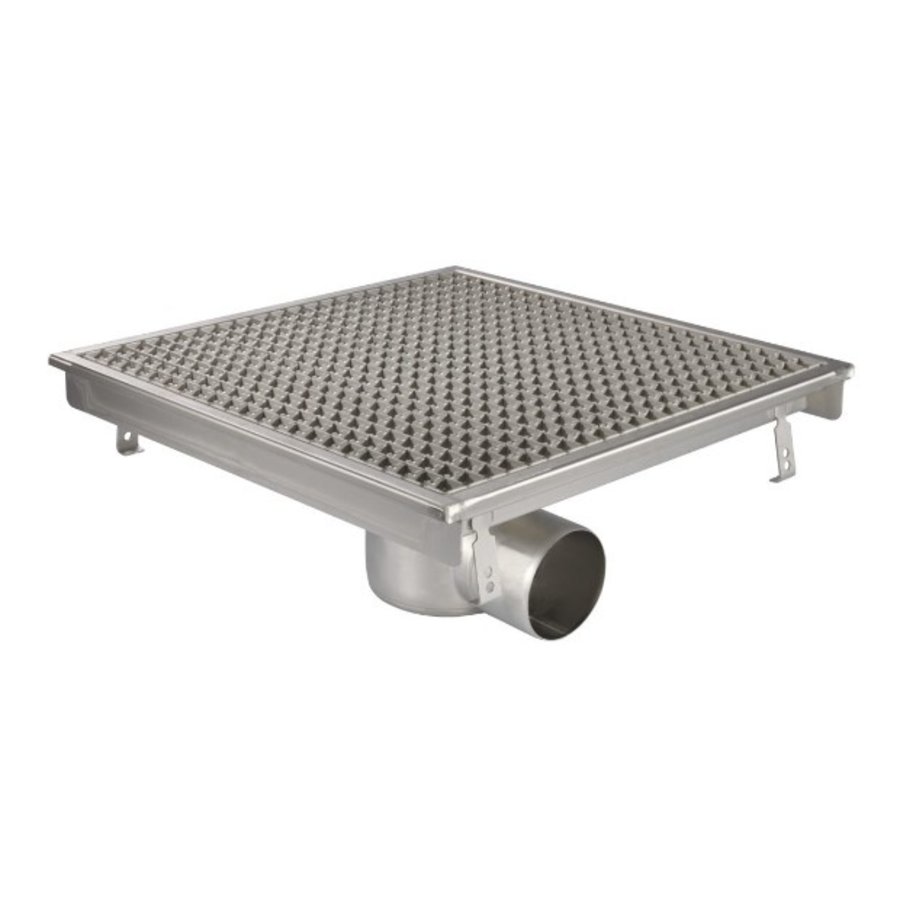 Caniveau de sol inox 500x500 mm - sortie horizontale