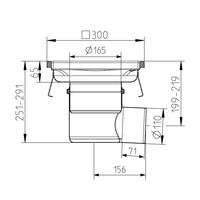 Caniveau de sol inox 300x300 mm grille pleine - sortie horizontale