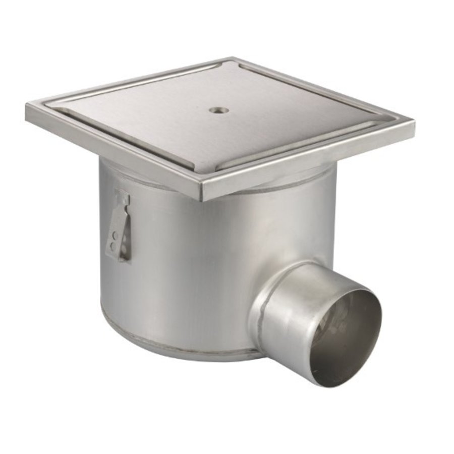 Caniveau de sol inox 300x300 mm 177027 - sortie horizontale