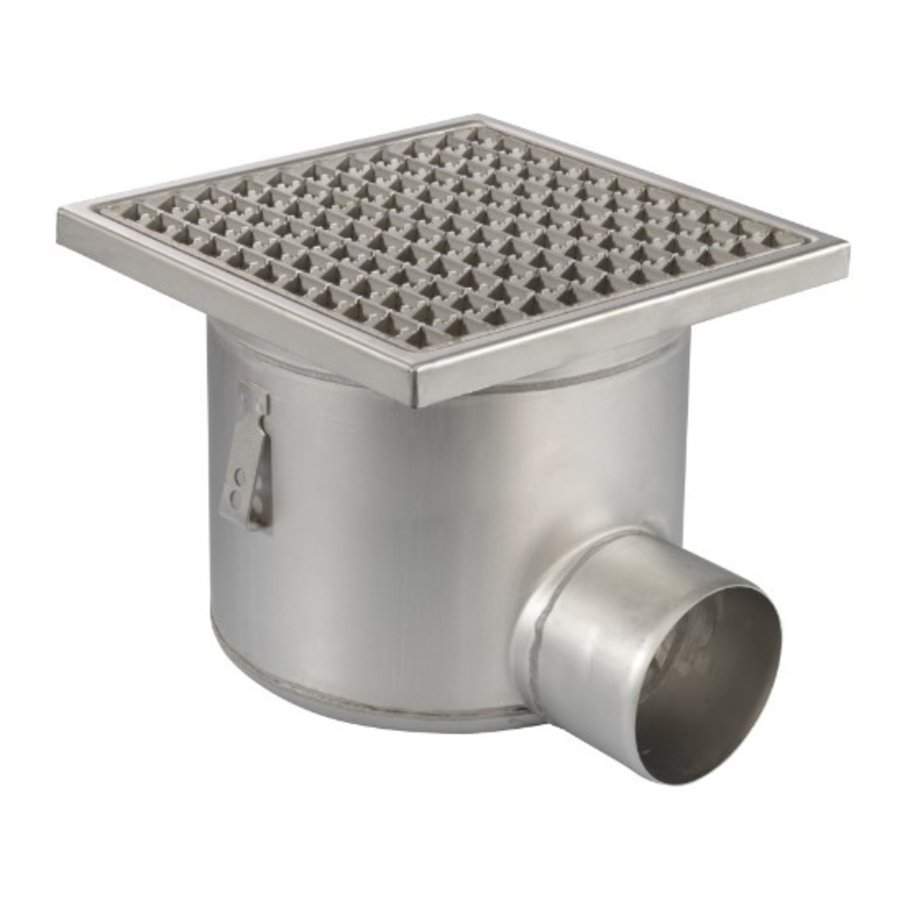 Caniveau de sol 300x300 mm inox  177026- sortie horizontale