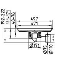 Caniveau de sol en inox 965 x 497 mm - sortie verticale et horizontale