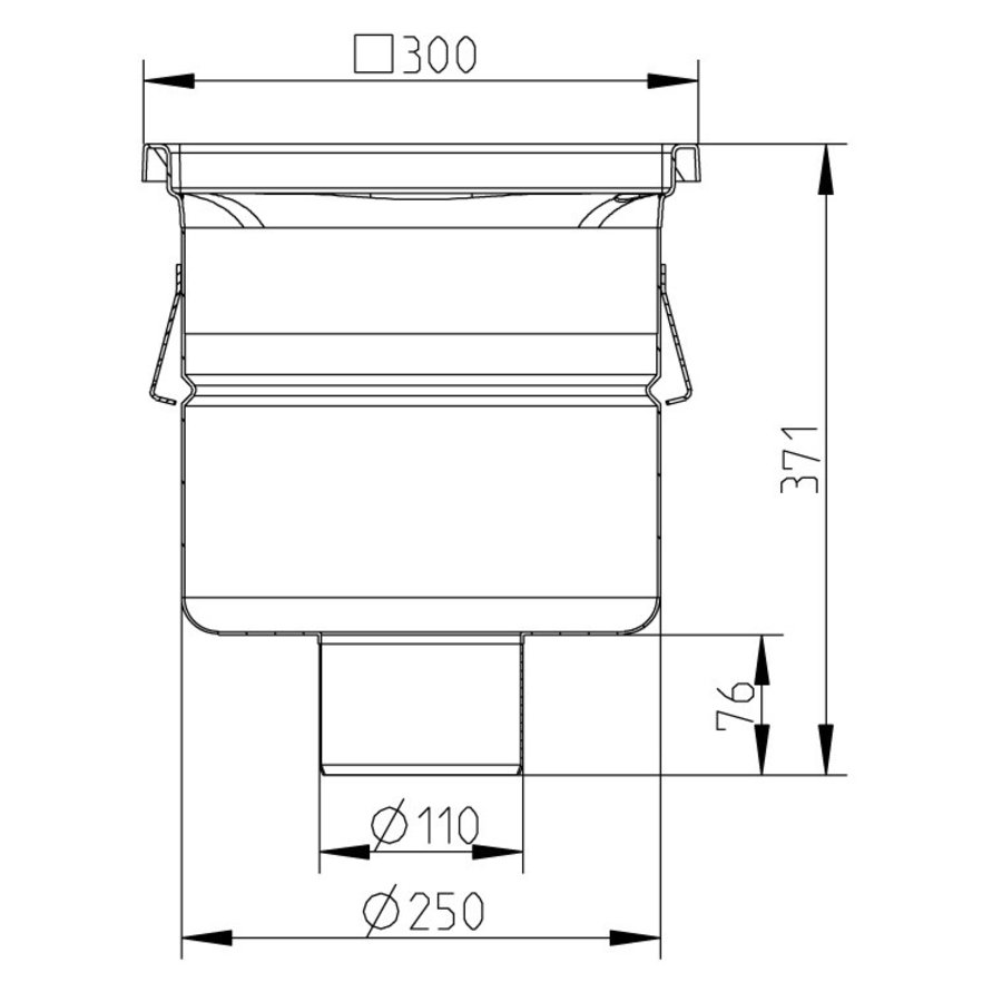 Caniveau de sol 300x300 mm inox 177024 - sortie verticale