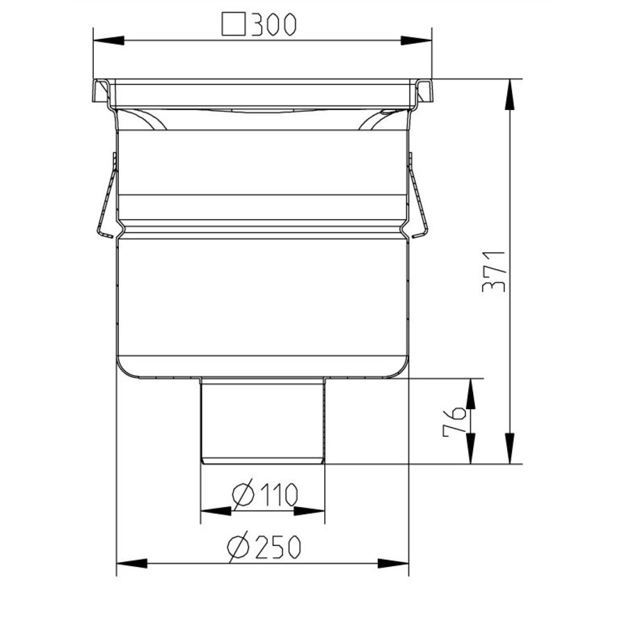 Caniveau de sol inox 300x300 mm 177023 - sortie verticale