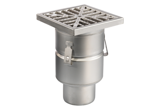  ProChef Caniveau de sol en inox 200 x 200 mm - sortie verticale - grille semi-ouverte 