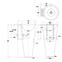 Lavabo posé au sol en inox - Ø42.5cm /88 cm(H)