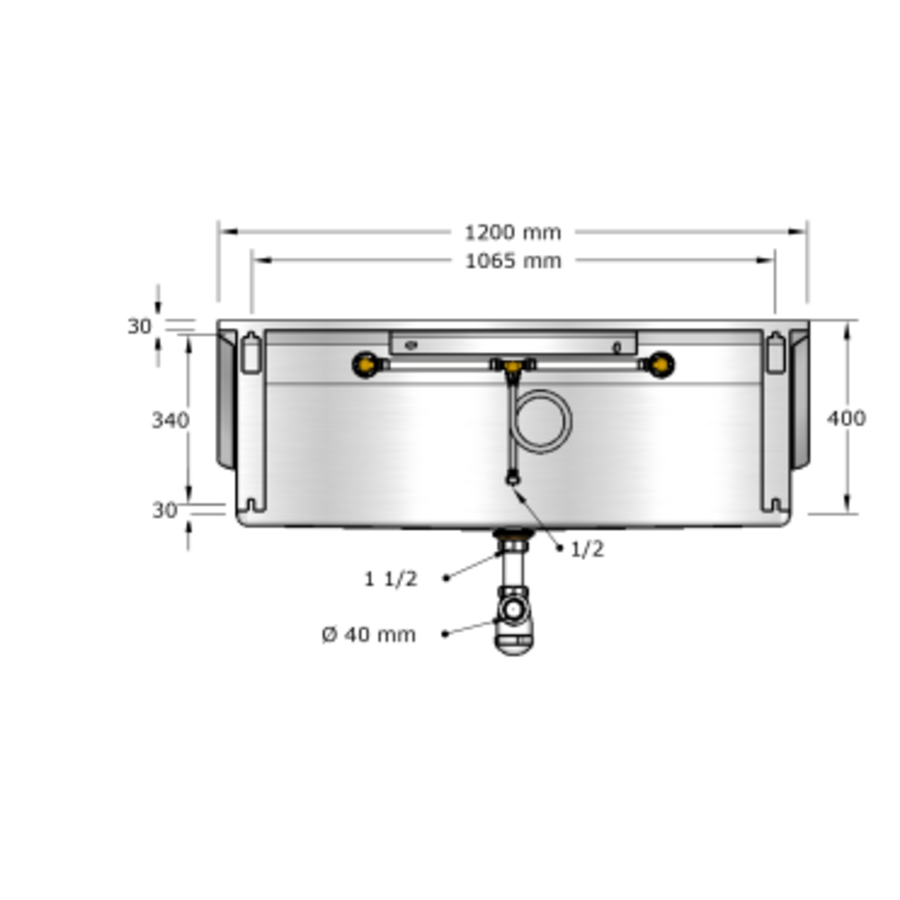 Lavabo rigole inox avec tuyauterie |4 dimensions