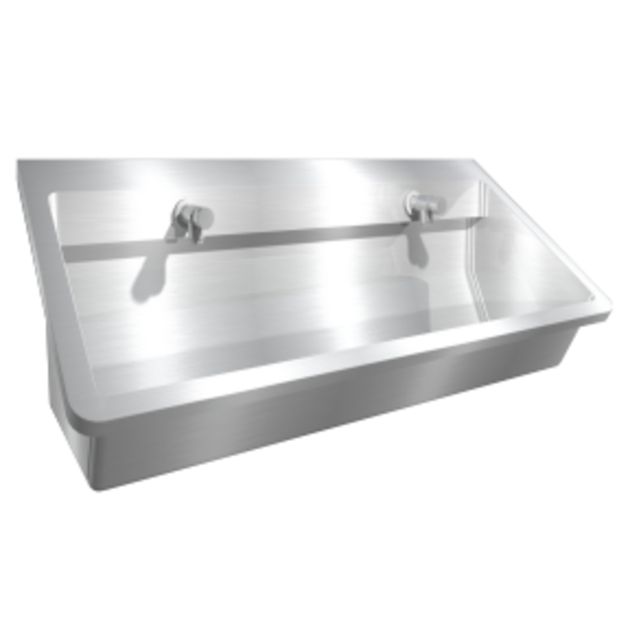 Lavabo rigole inox avec tuyauterie et robinets | 4 dimensions