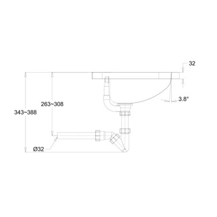 Lavabo mural sans trou de robinetterie - 560x420x150 mm