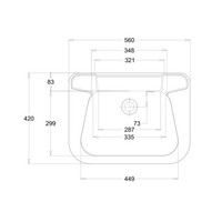 Lavabo mural sans trou de robinetterie - 560x420x150 mm