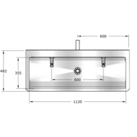 Lavabo rigole inox avec tuyauterie et robinets | 4 dimensions