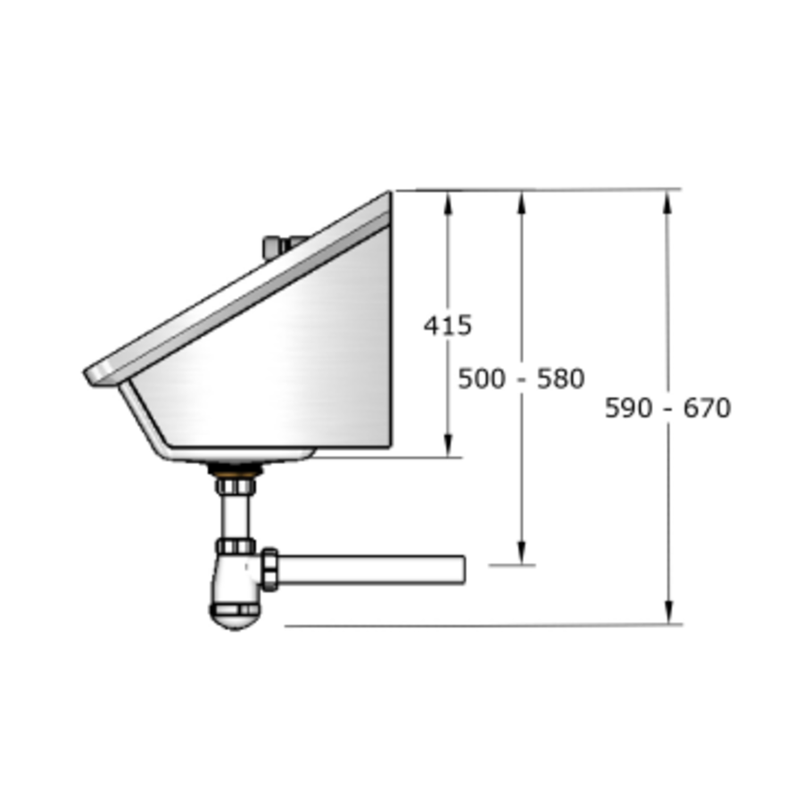 Lavabo rigole inox avec tuyauterie et robinets | 4 dimensions