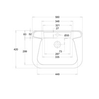 Lavabo mural avec trou de robinetterie - 560x420x150 mm