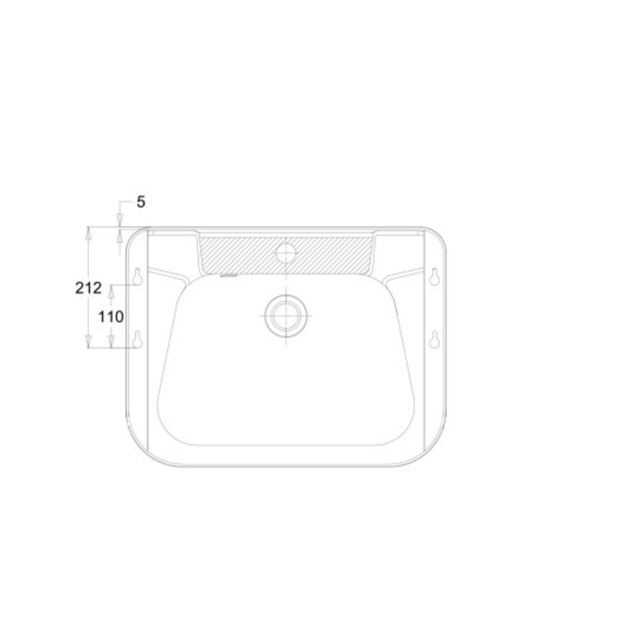 Lavabo mural avec trou de robinetterie - 560x420x150 mm