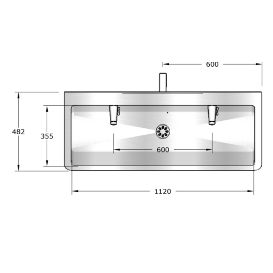 Lavabo rigole inox Tempo mitigeur chromé | 4 dimensions