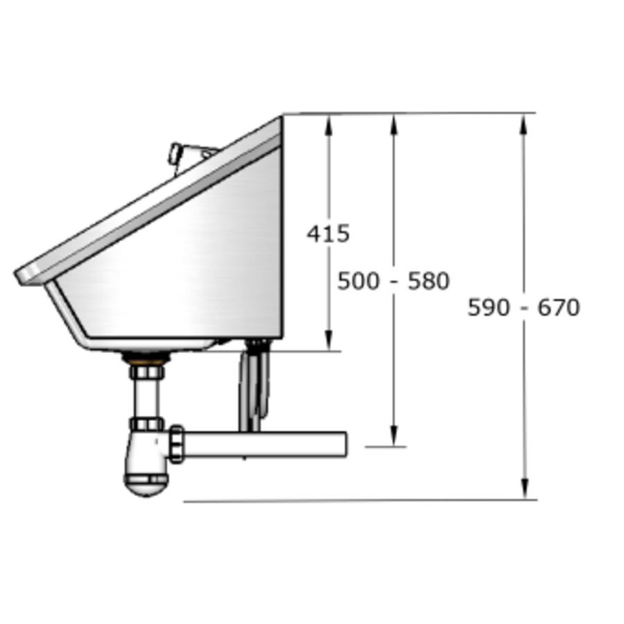 Lavabo rigole inox Tempo mitigeur chromé | 4 dimensions