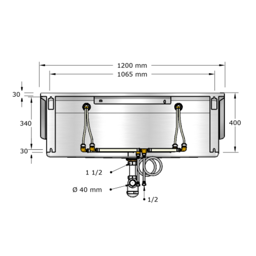 Lavabo rigole inox Tempo mitigeur chromé | 4 dimensions