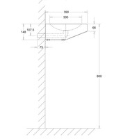 Lavabo spécial PMR sans trou de robinetterie - 390x400x65/148 mm