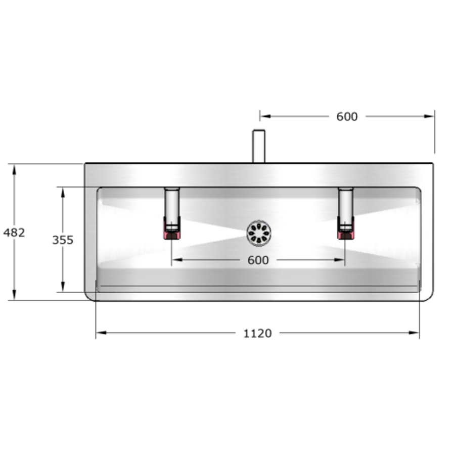 Lavabo rigole inox avec robinets temporisés | 4 dimensions