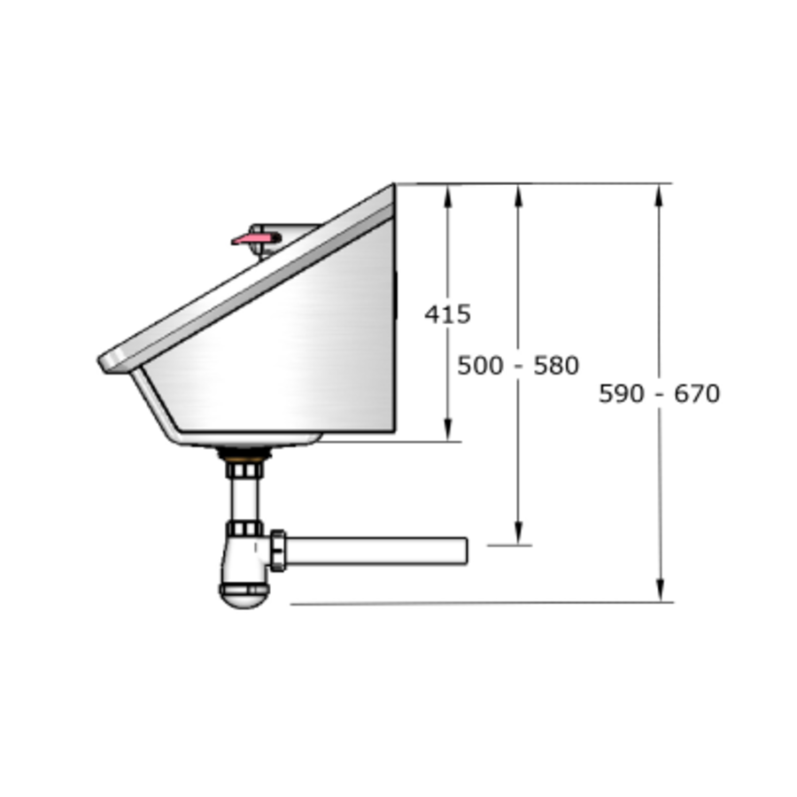 Lavabo rigole inox avec robinets temporisés | 4 dimensions