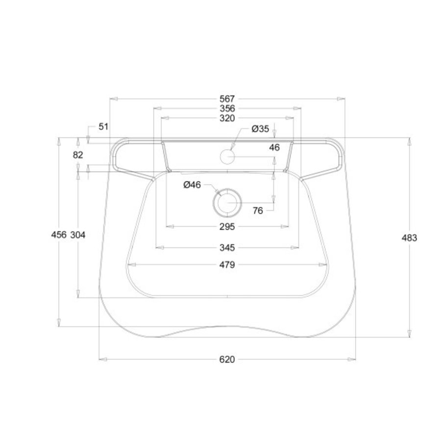 Lavabo spécial PMR - 620x444x160 mm