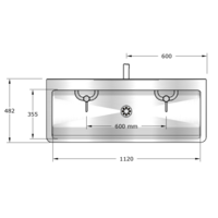 Lavabo rigole inox avec mitigeur en inox | 4 dimensions