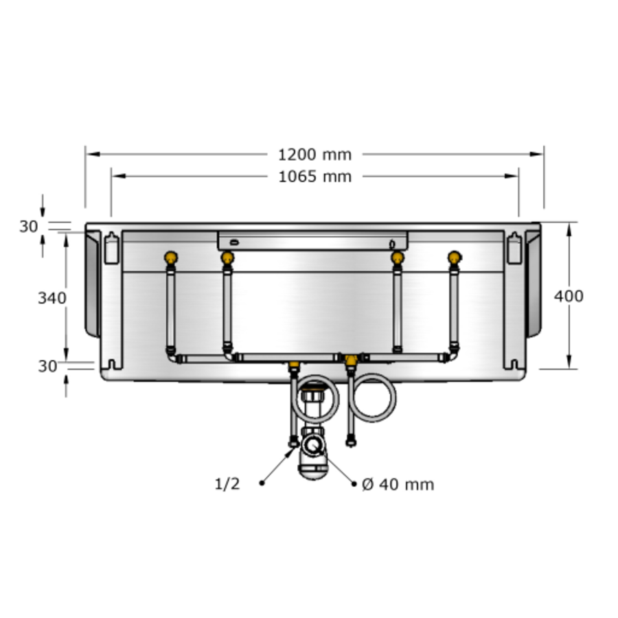 Lavabo rigole inox avec mitigeur en inox | 4 dimensions