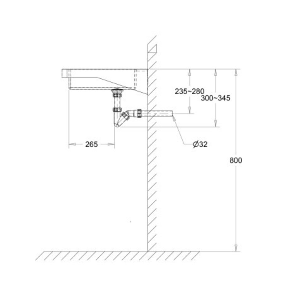 Lavabo spécial PMR sans trou de robinetterie - 620x505x150 mm