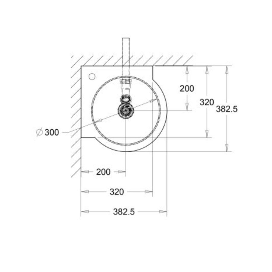 Lavabo d'angle inox - 320x320x135 mm