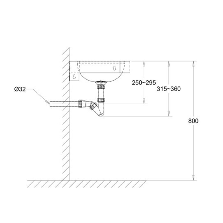 Lavabo d'angle inox - 320x320x135 mm