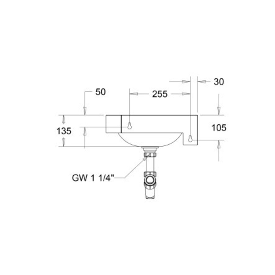 Lavabo d'angle inox - 320x320x135 mm