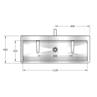 Lavabo rigole inox avec robinets électroniques | 4 dimensions