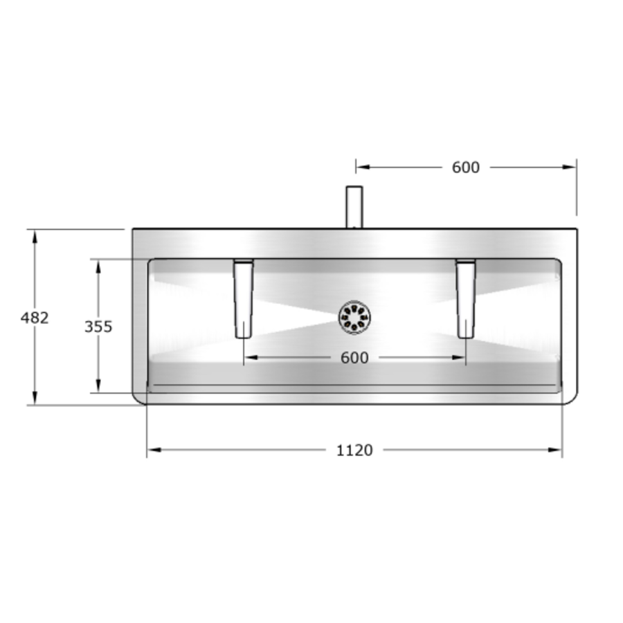 Lavabo rigole inox avec robinets électroniques | 4 dimensions