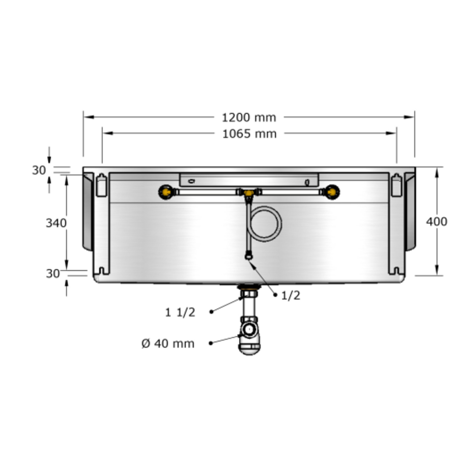 Lavabo rigole inox avec robinets électroniques | 4 dimensions