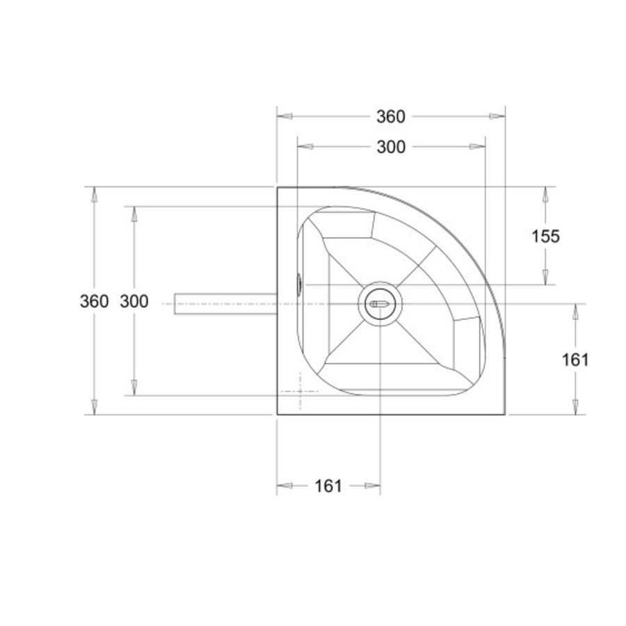 Lavabo d'angle inox - 360x360x175 mm