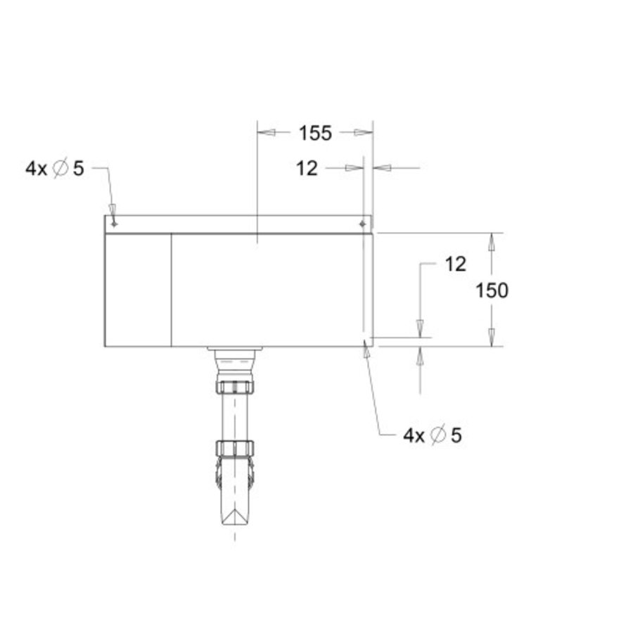 Lavabo d'angle inox - 360x360x175 mm